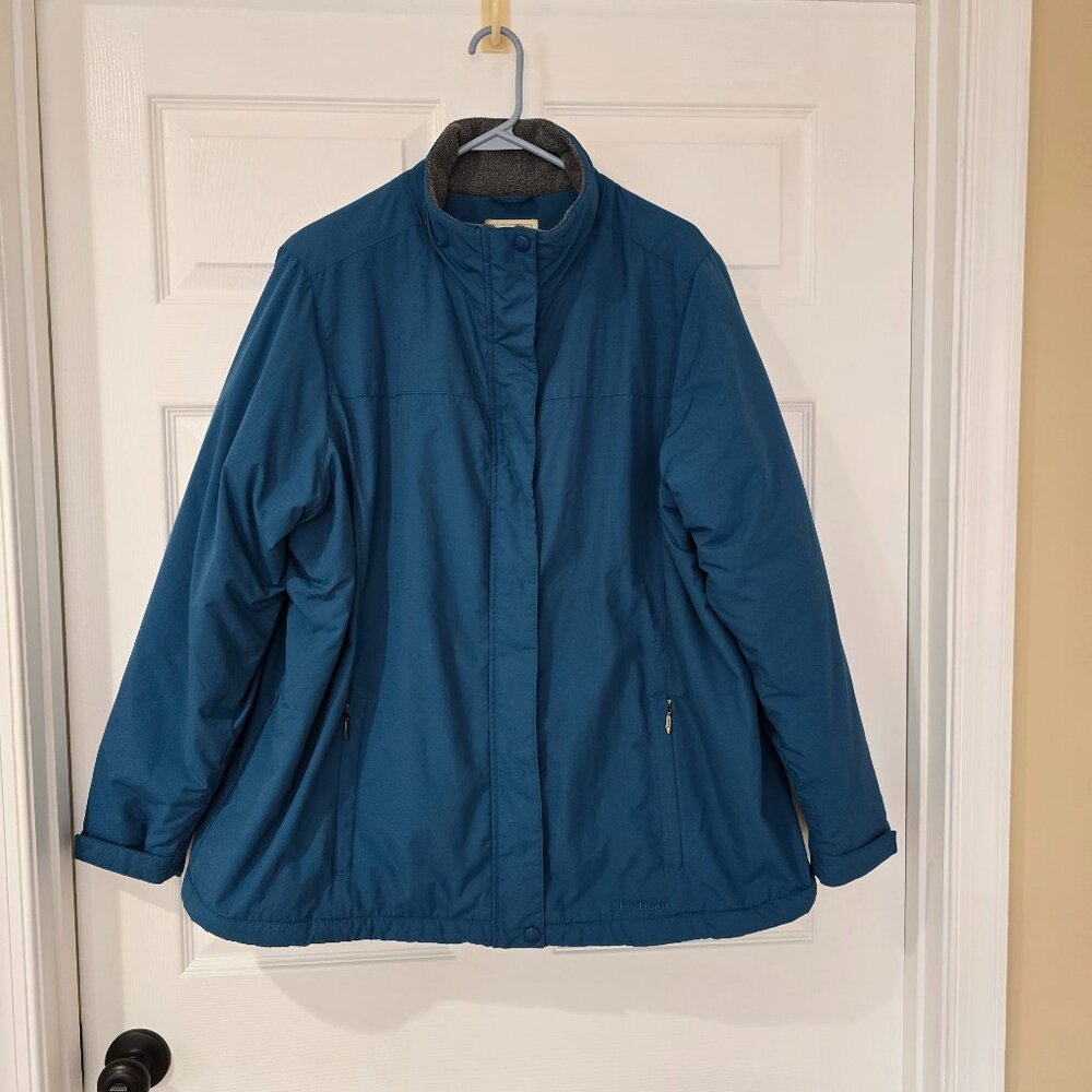L.L. Bean Women's Fleece Lined Insulated Winter Jacket Zip & Snap‎ Blue Size 2XL